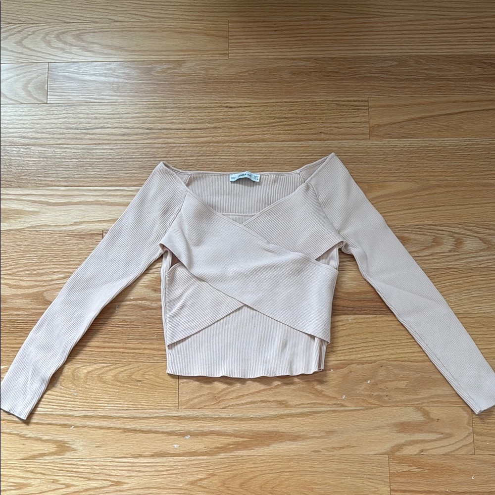 Zara Knit Wrap Long Sleeve Top